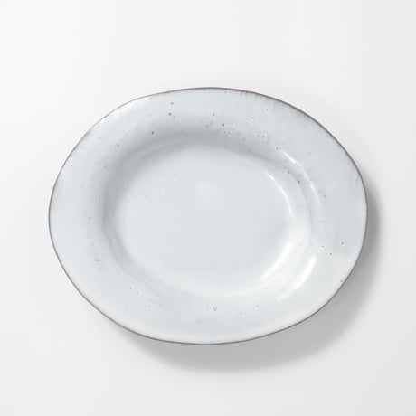 teto ceramic / オーバルプレート(小) / 白透明釉薬 (実物写真3-251)