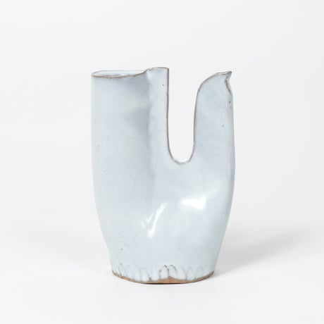 teto ceramic / 鳥の一輪挿し / 白透明釉薬 (実物写真2829)