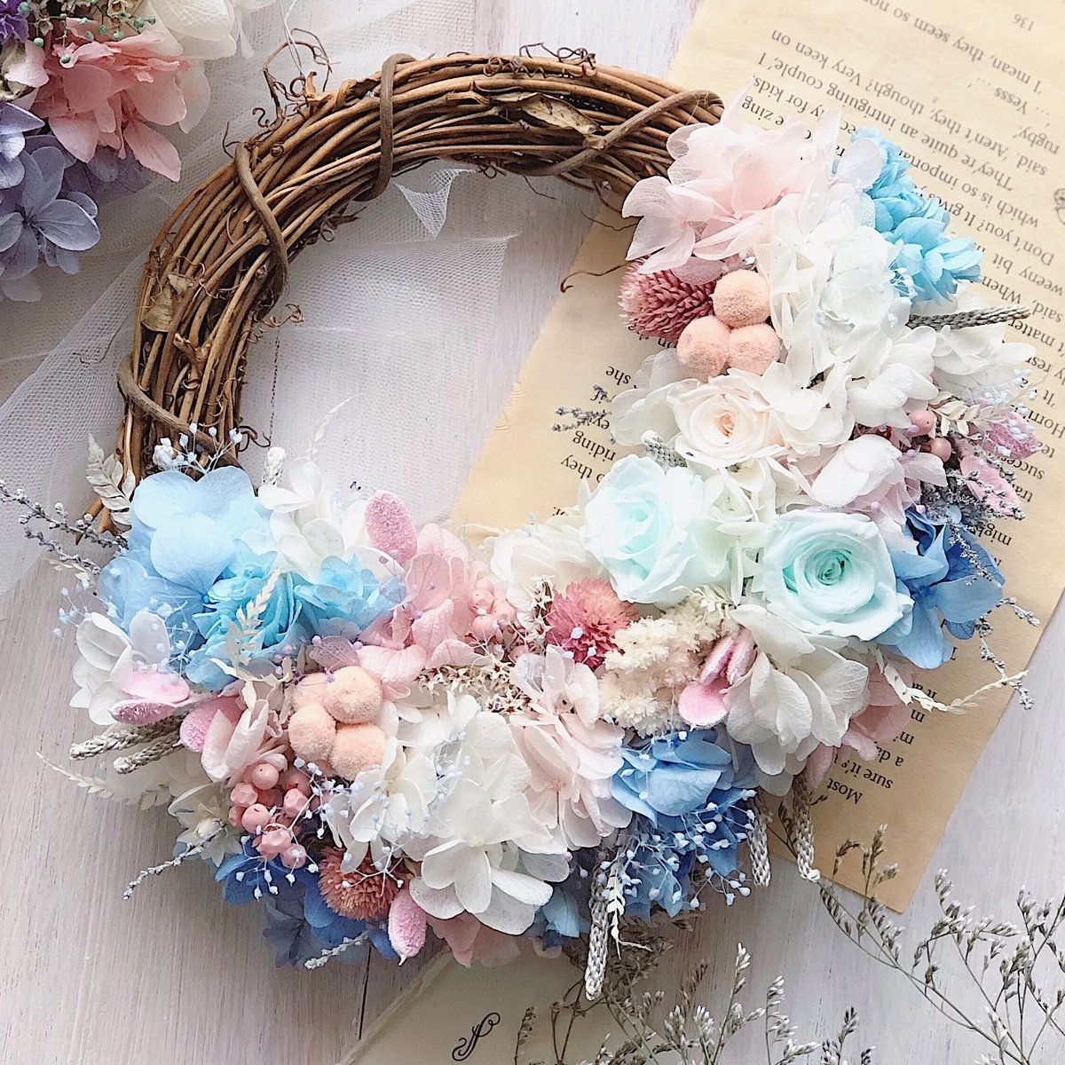 フラワー・リース natural half wreathe no.754 フラワー・リース natural half wreathe no.754 gift wreath