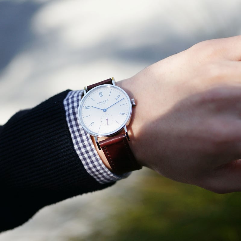 NOMOS Glashütte タンジェント35mm手巻き純正革ベルト付き NOMOS Glashütte / Horween Genuine Shell Cordova