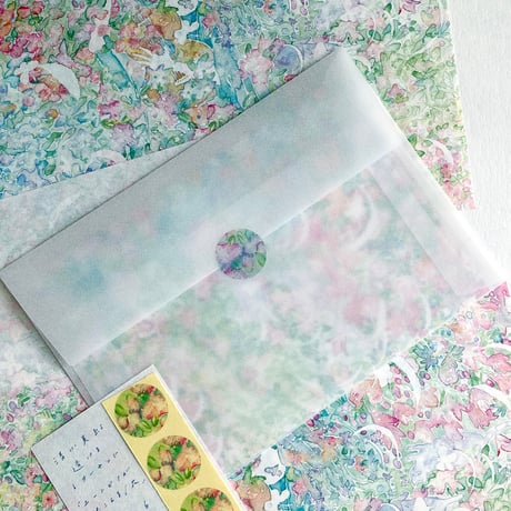 清水美紅｜透けるレターセット、ユートピアが聴こえる / 花
