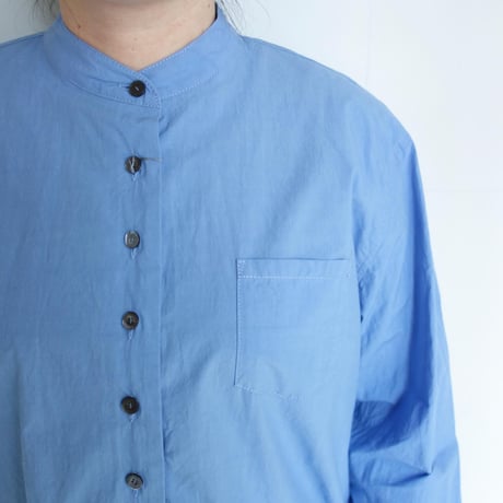 HAU　stand collar shirts "noble"【サックス】