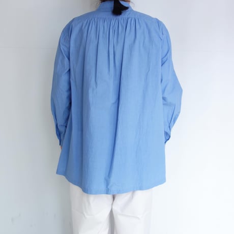 HAU　stand collar shirts "noble"【サックス】