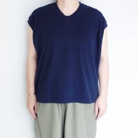 homspun　天竺Vネックノースリーブ【ネイビー】
