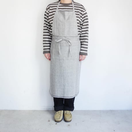 Suno & Morrison　OG 2×1 Khadi Full Apron【Brush Gray】