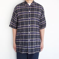 SAGE DE CRET　シャーリングチェック 半袖オープンカラーシャツ