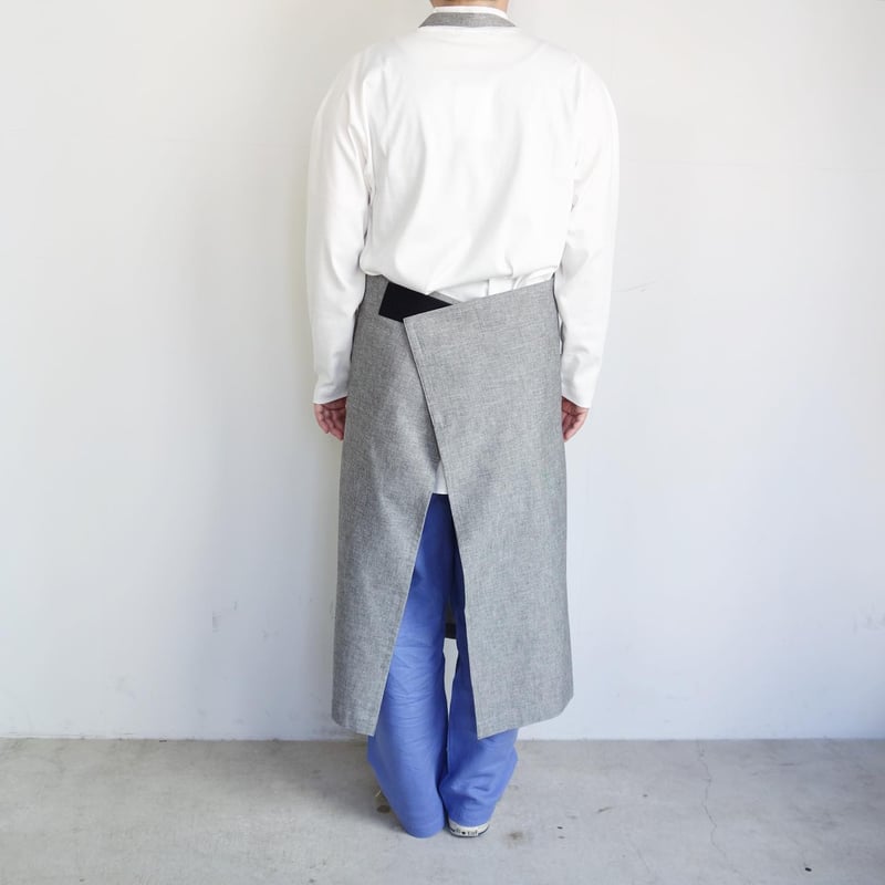 F/style 亀田縞のエプロン【黒鼠】 | folkhimeji's STORE F/style 亀田縞のエプロン【黒鼠】 | folkhimeji's STORE
