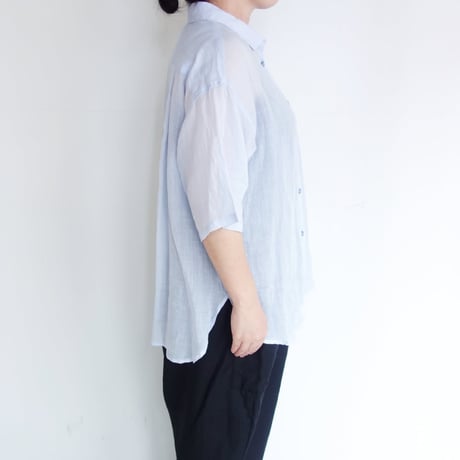 ata　ラミー半袖オーバーシャツ【サックス】