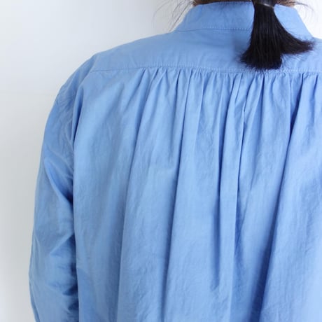 HAU　stand collar shirts "noble"【サックス】