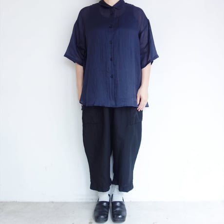 ata　ラミー半袖オーバーシャツ【ネイビー】