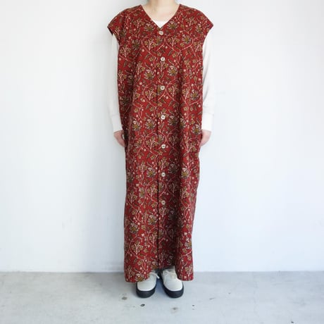 South2 West8　Sleeveless V Neck Dress - Batik Printed【Red】