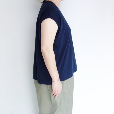 homspun　天竺Vネックノースリーブ【ネイビー】