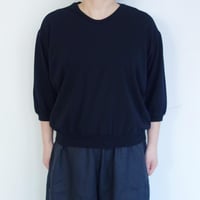homspun　天竺6分袖プルオーバー【ブラック】
