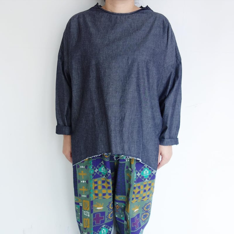 homspun☆今期新品未使用ライトオンスシャンブレープルオーバーブラウス homspun(ホームスパン) ライトオンスシャンブレーロングスリーブ