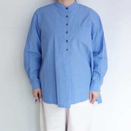 HAU　stand collar shirts "noble"【サックス】