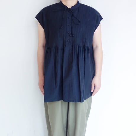 HAU　blouse "little tuck"【ネイビー】