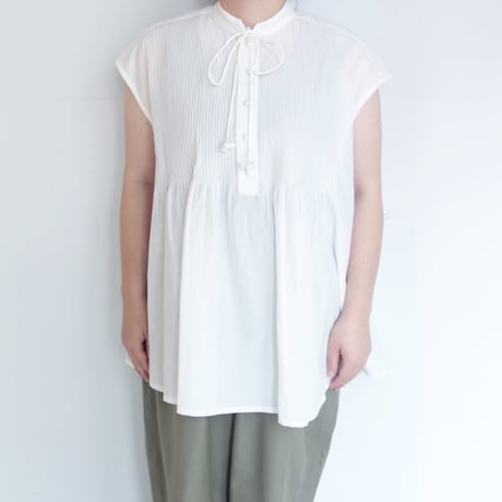 HAU　blouse "little tuck"【ホワイト】