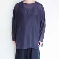 Koton　コットン/ シルク ボイルボートネックシャツ【ネイビー】