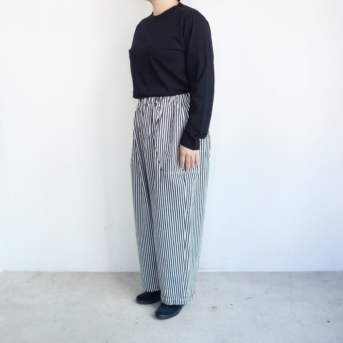 上品なブランド homspun 10オンスデニム ギャザーパンツ【ヒッコリー パンツ