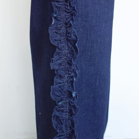 Rhodolirion　Frill Side Flare Pant - Denim