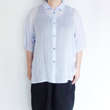 ata　ラミー半袖オーバーシャツ【サックス】