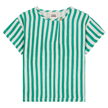 【STUDIO BOHEME PARIS】T-SHIRT ORSO - GREEN STRIPES