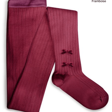 【Collégien】Capucine Ribbed Tights with Velvet Bows