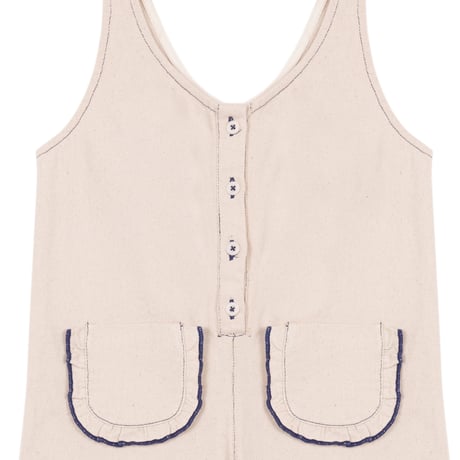 【Birinit Petit】Ivory denim overeall / Peto vaquero crudo