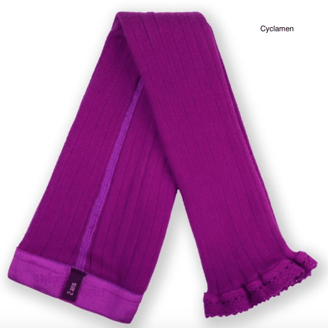 【Collégien】Aliénor Lace-trim Ribbed Footless Tights