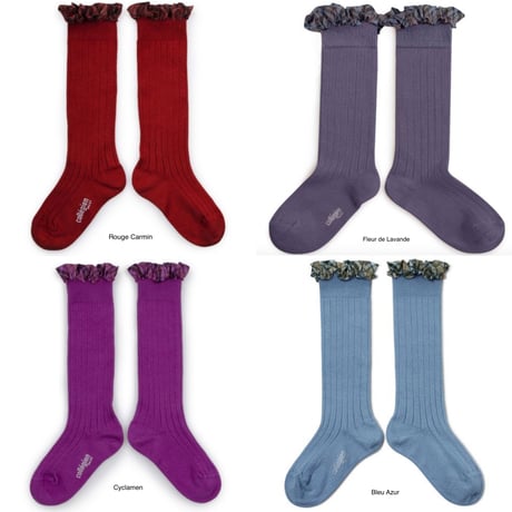 【Collégien】Arabelle Tartan Ruffle Ribbed Knee-high Socks