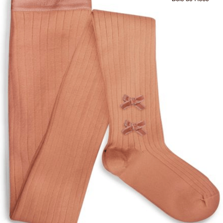 【Collégien】Capucine Ribbed Tights with Velvet Bows