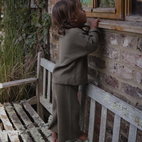 【Organic Zoo】Olive Waffle Wide Leg Pants