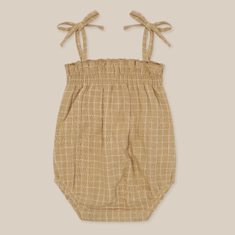 【Organic Zoo】Grid Check Spaghetti Bodysuit Wheat