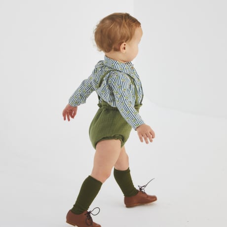 【Birinit Petit】Green Antique bambula straps bloomer  / Culetín tirantes bambula verde Antique