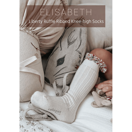 【Collégien】Elisabeth Liberty Ruffle Ribbed Knee-high Socks