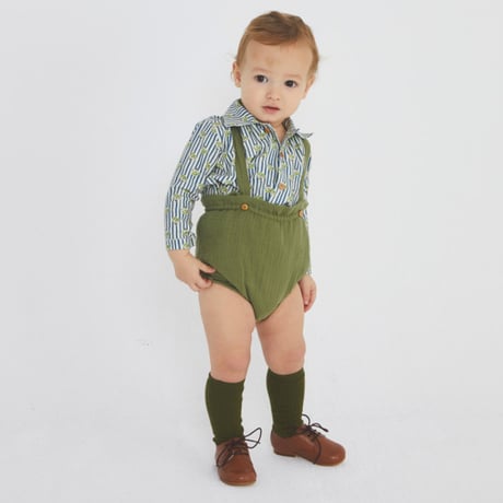 【Birinit Petit】Green Antique bambula straps bloomer  / Culetín tirantes bambula verde Antique