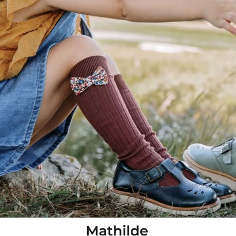 【Collégien】Mathilde Ribbed Knee-high Socks with Liberty Bow