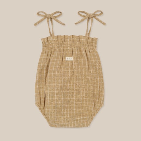 【Organic Zoo】Grid Check Spaghetti Bodysuit Wheat