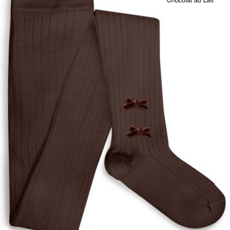 【Collégien】Capucine Ribbed Tights with Velvet Bows