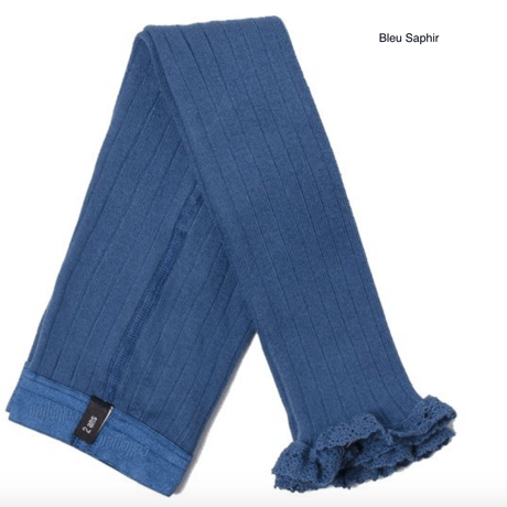 【Collégien】Aliénor Lace-trim Ribbed Footless Tights