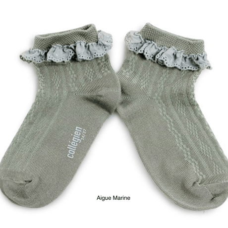 【Collégien】Marie-Antoinette Lightweight Pointelle Socks with Broderie Anglaise