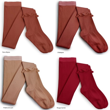 【Collégien】Chloé Lace Frill Ribbed Tights