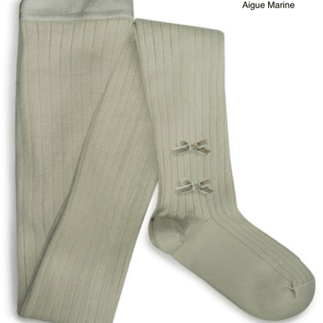 【Collégien】Capucine Ribbed Tights with Velvet Bows