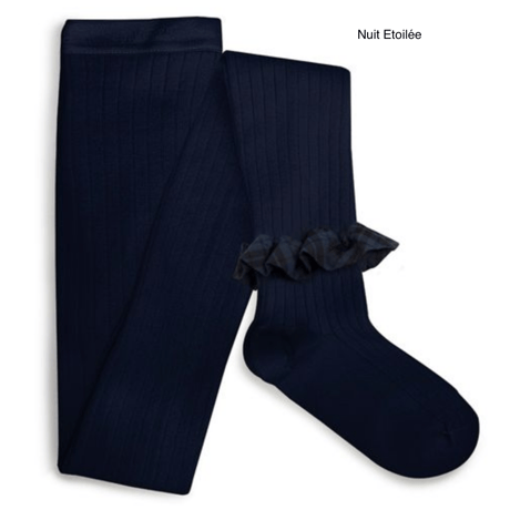 【Collégien】Adelaïde Tartan Ruffle Ribbed Tights