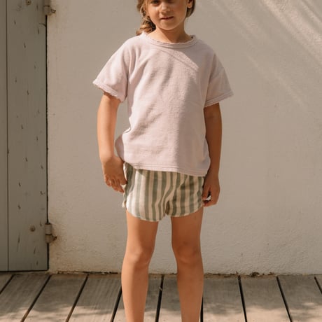 【STUDIO BOHEME PARIS】SHORTS GEORGETTE - GREEN STRIPES