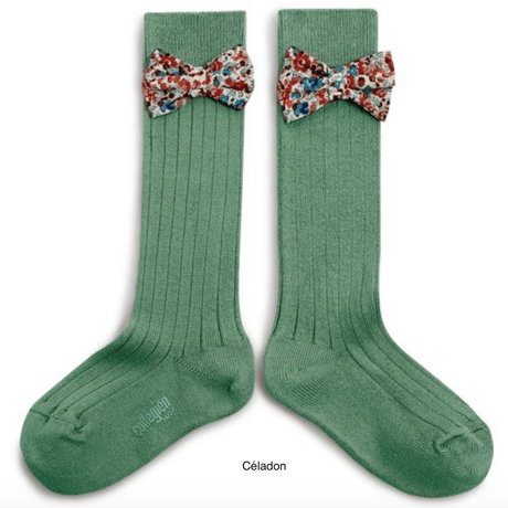 【Collégien】Mathilde Ribbed Knee-high Socks with Liberty Bow