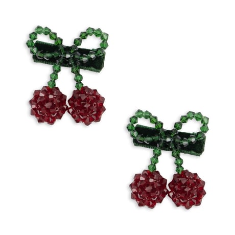 【Konges Sløjd】 2 PACK CHERRY HAIR CLIP - RED/GLITTER