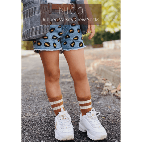 【Collégien】Nico Ribbed Varsity Crew Socks