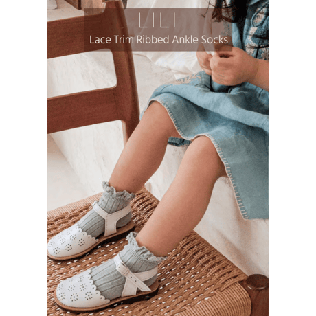 【Collégien】Lili Lace Trim Ribbed Ankle Socks