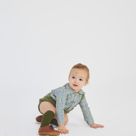 【Birinit Petit】Green Antique bambula straps bloomer  / Culetín tirantes bambula verde Antique